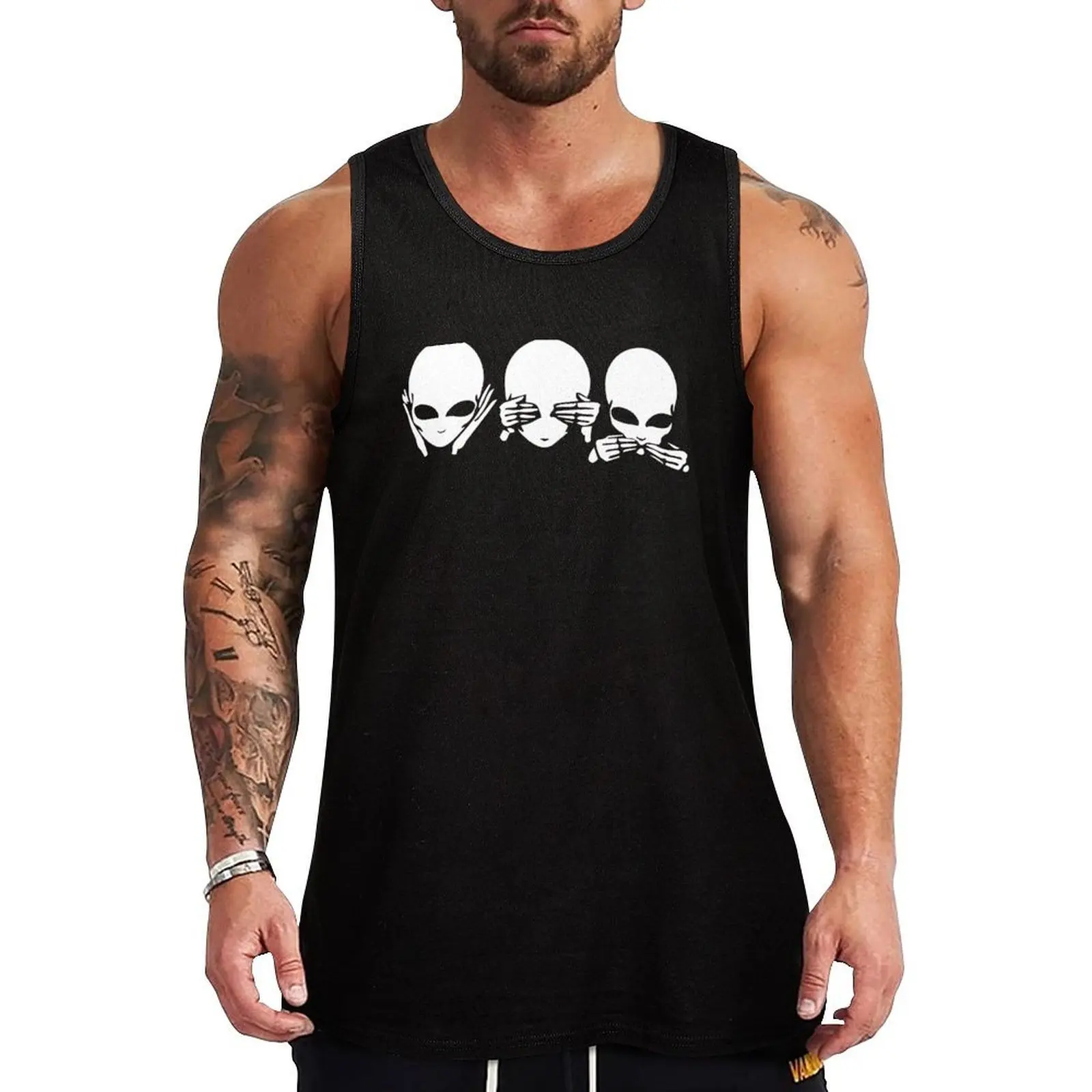 

Speak no evil, see no evil, hear no evil. Alien Tank Top Sportswear for men clothes for men T-shirt sports cool things