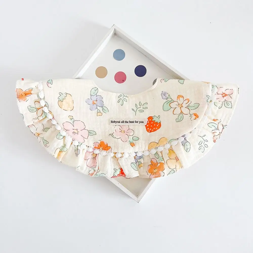 Feeding Baby Cotton Bibs Round Neck Princess Baby Drooling Bibs Korean Style Floral Saliva Towel Cloths Neck Wear Accessories