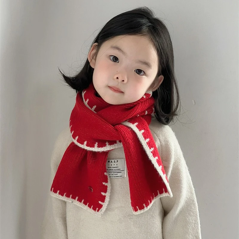 Winter Korean-style Knitted Scarf for Children, Fashionable and Warm Neck Warmer for Boys and Girls, Trendy for Babies