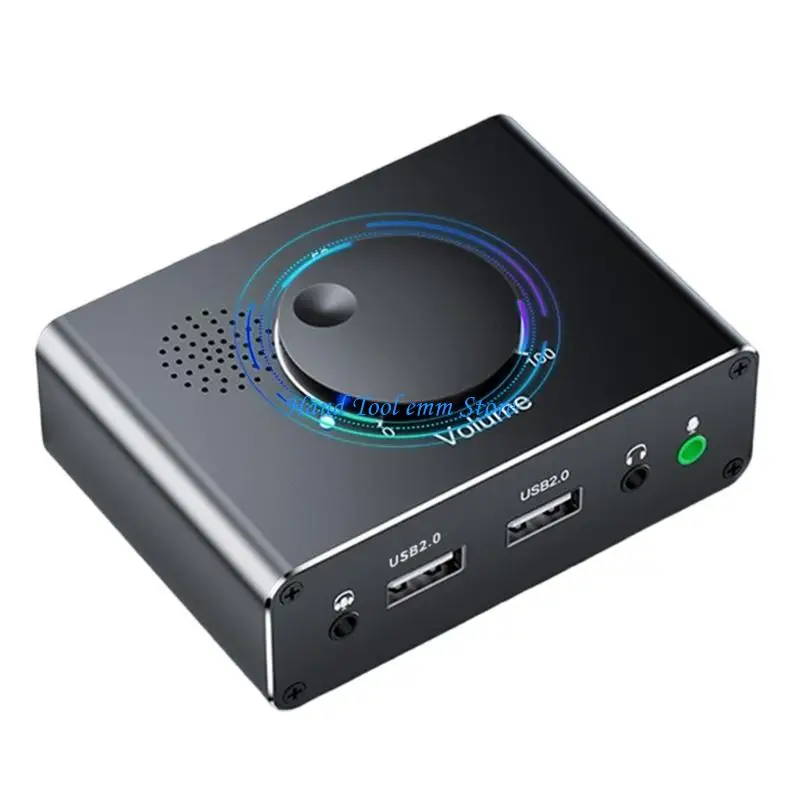 

H37F External Sound Card USB Adapter with Volumes Adjustment Stereo Sound Card with 3.5mm Microphone Port for Laptop Desktop