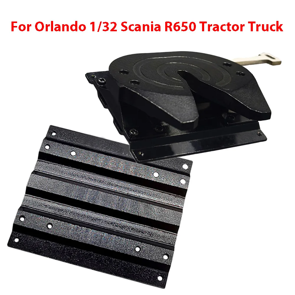 

For 1/32 Scania R650 Tractor Truck Alloy Grinding Plate and Base Set RC Truck Model Accessories