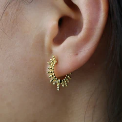 Personality Geometric Small Ball Hoop Earrings for Women Brass with Gold/Platinum Plated Color Circle Earring Fashion Jewelry