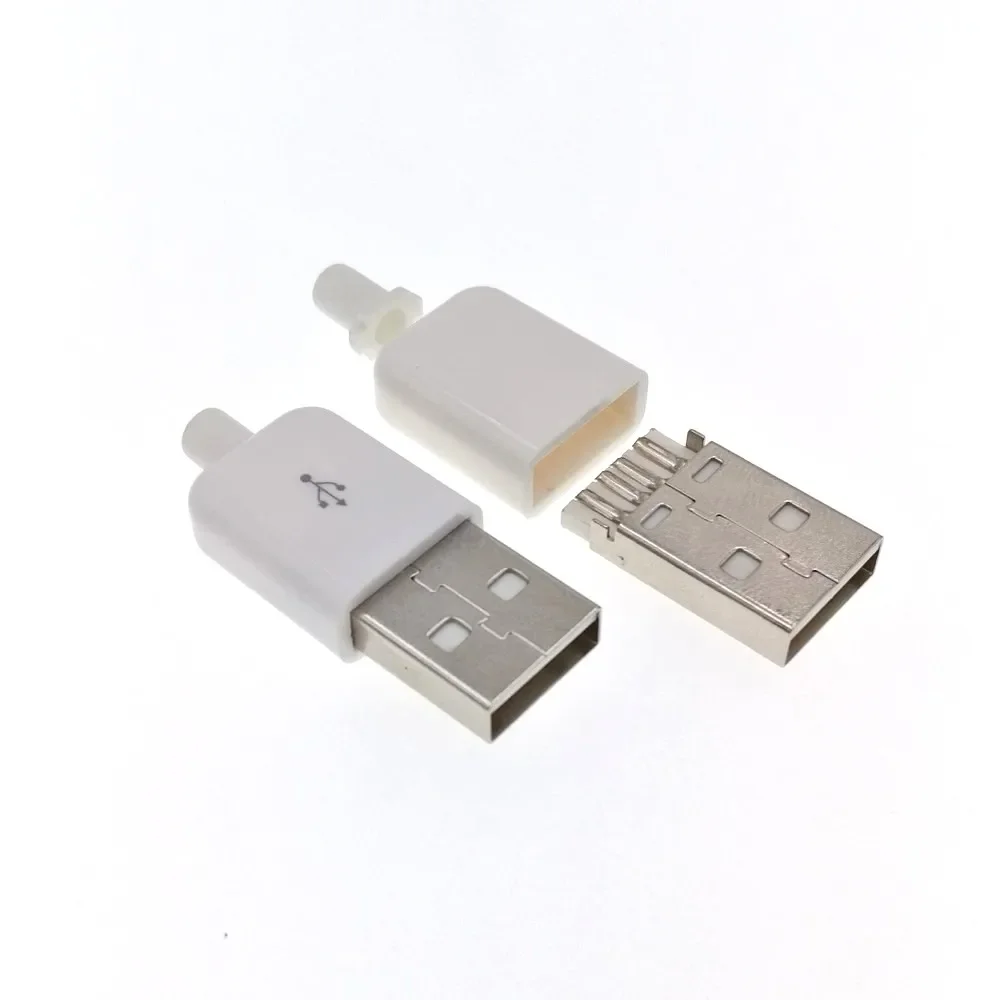 

White DIY USB 2.0 A Male Assembly Adapter Connector Plug Socket