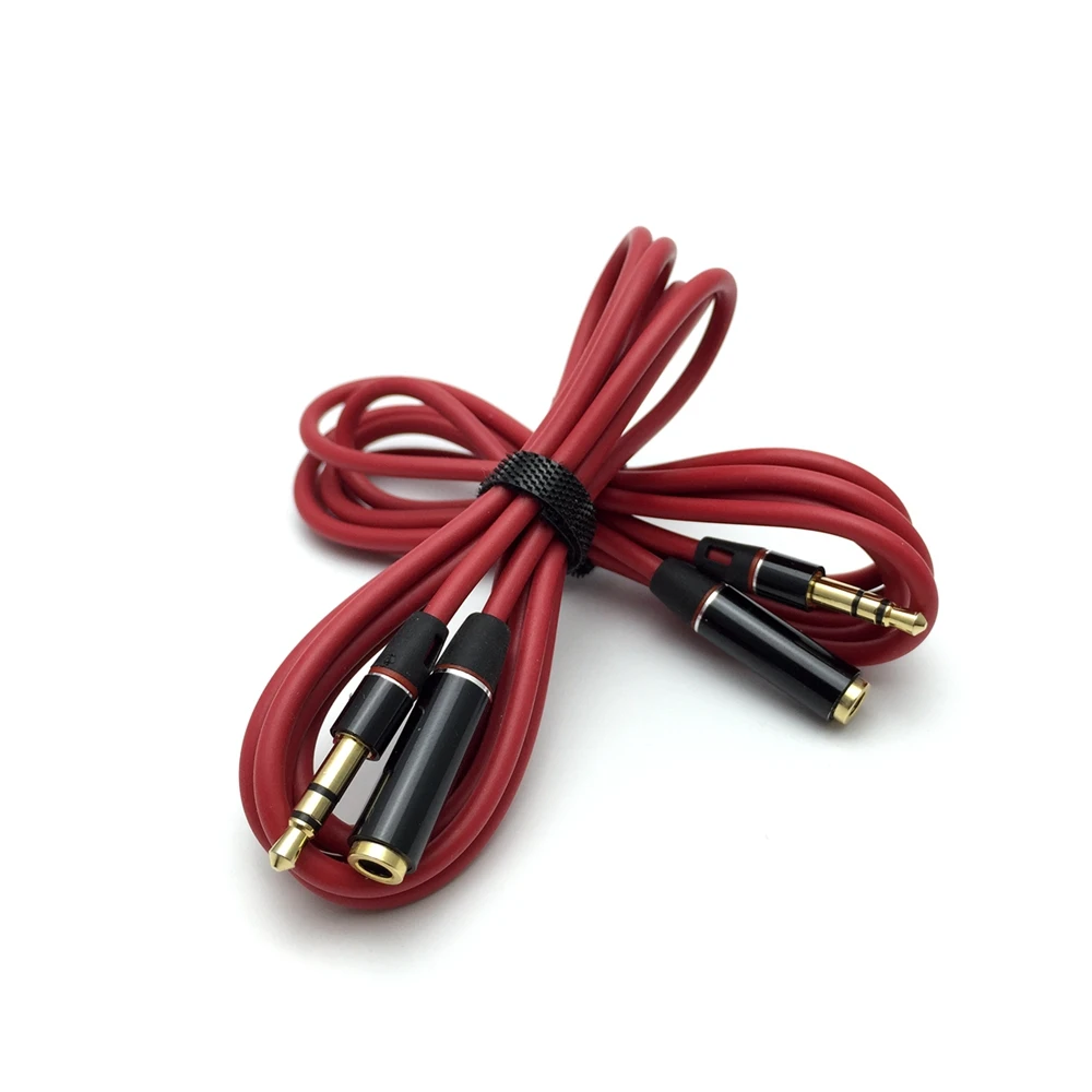 USB Red Audio Extensão Cabo, Fone de ouvido, 3,5mm, macho para fêmea, 1m