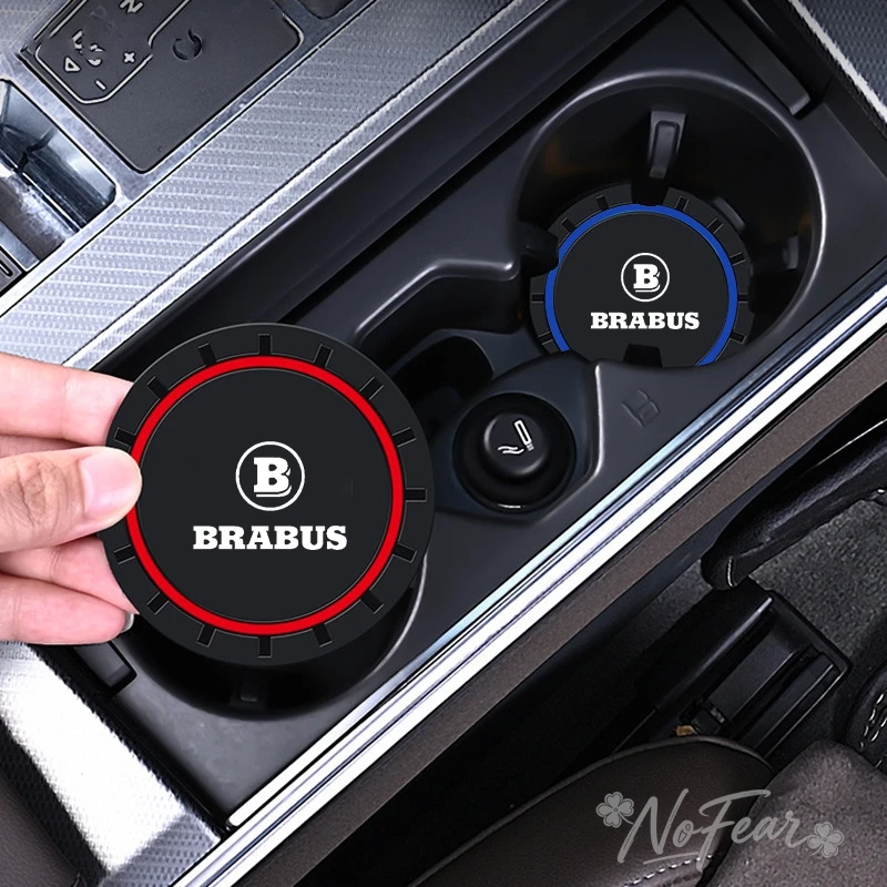 

2pcs Car Logo Water Cup Drink HolderAnti-slip Mats For BRABUS W253 W204 W205 W176 W246 W205 W212 W251 W166X156 X204 Sticker