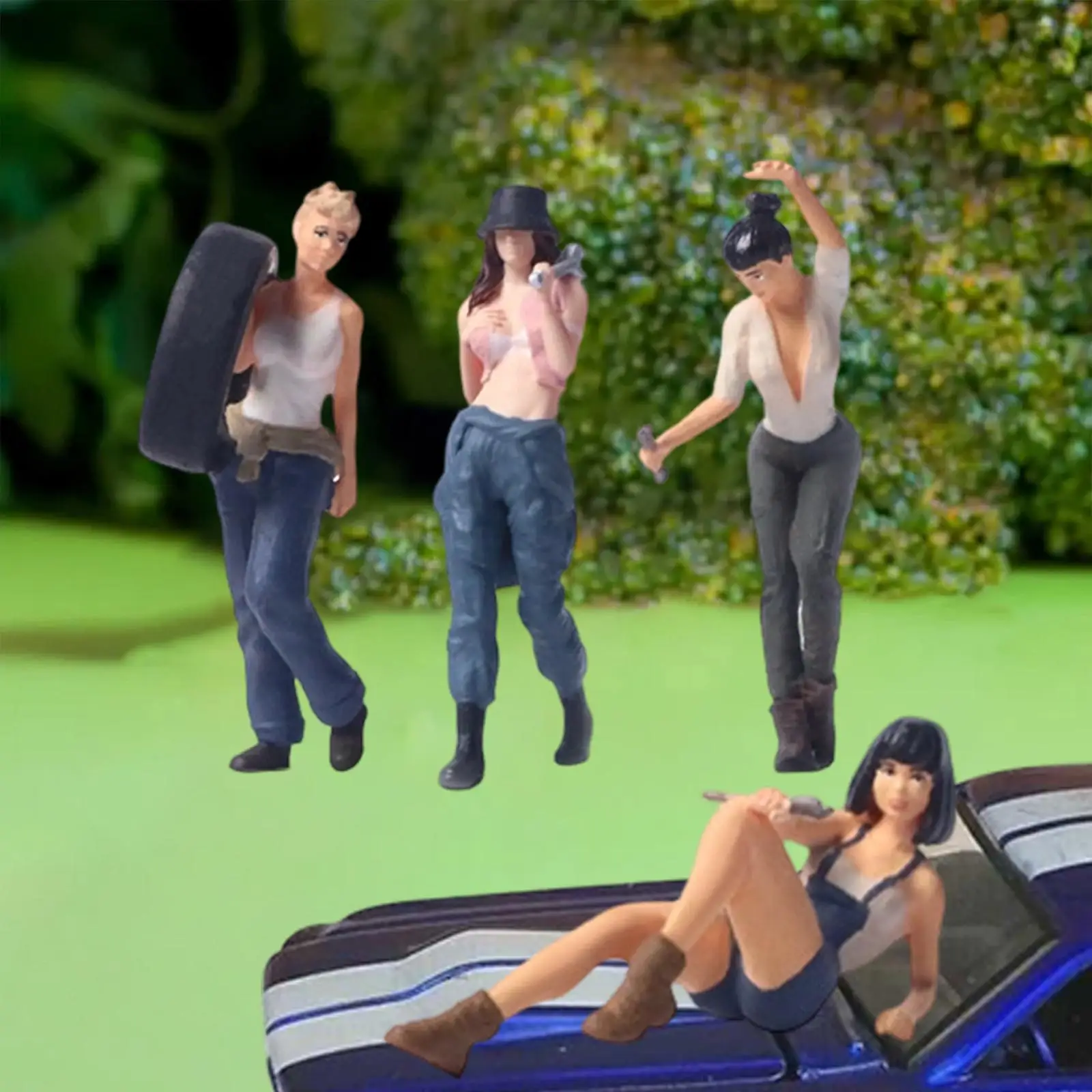 

Коллекция из 4 миниатюрных фигурок в масштабе 1/64 для декора, раскрашенные крошечные фигурки людей для диорамы, миниатюрных сцен