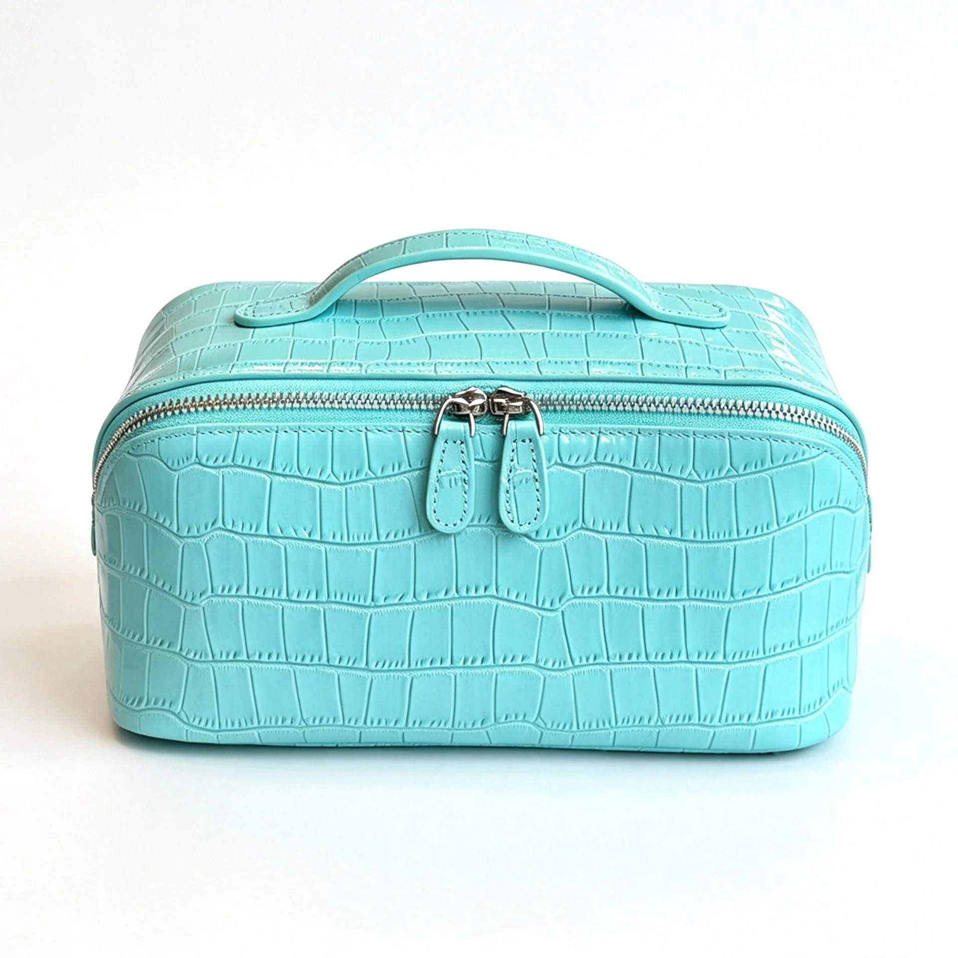 Alligator Pattern Genuine Leather Cosmetic Bag Large Capacity Cow Leather Make Up Bag Ladies Oranizer Travel Toiletry Case