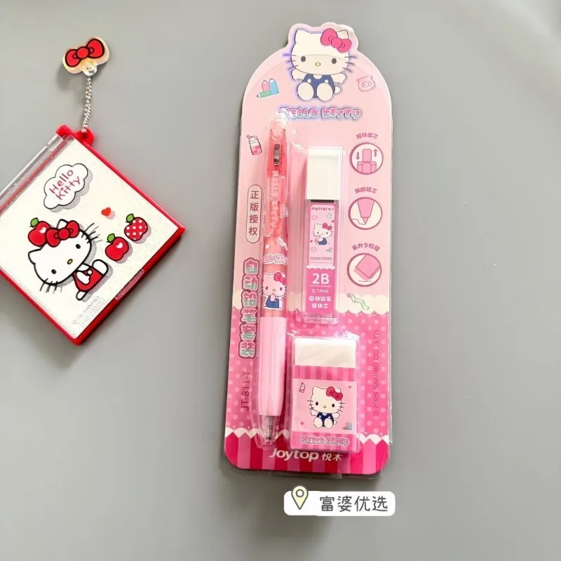 Sanrio Hello Kitty Automatic Pencil Set 0.7mm Cute Cartoon Mechanical Pencil High Appearance Level School Supplies for Girls view 4