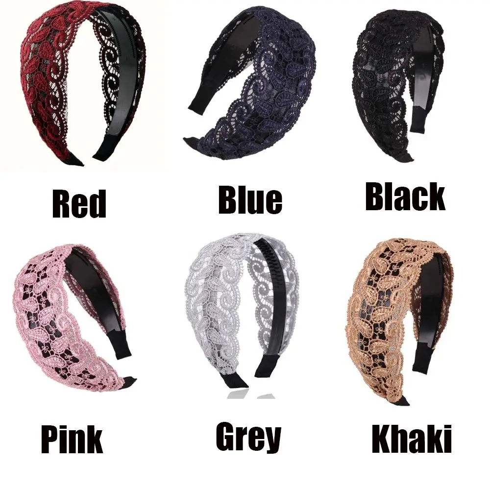 عصابة رأس جانبية واسعة بزهور مجوفة للفتيات والنساء ، أربطة شعر دانتيل ، لفافة رأس كورية ، طوق شعر جميل ، للنساء