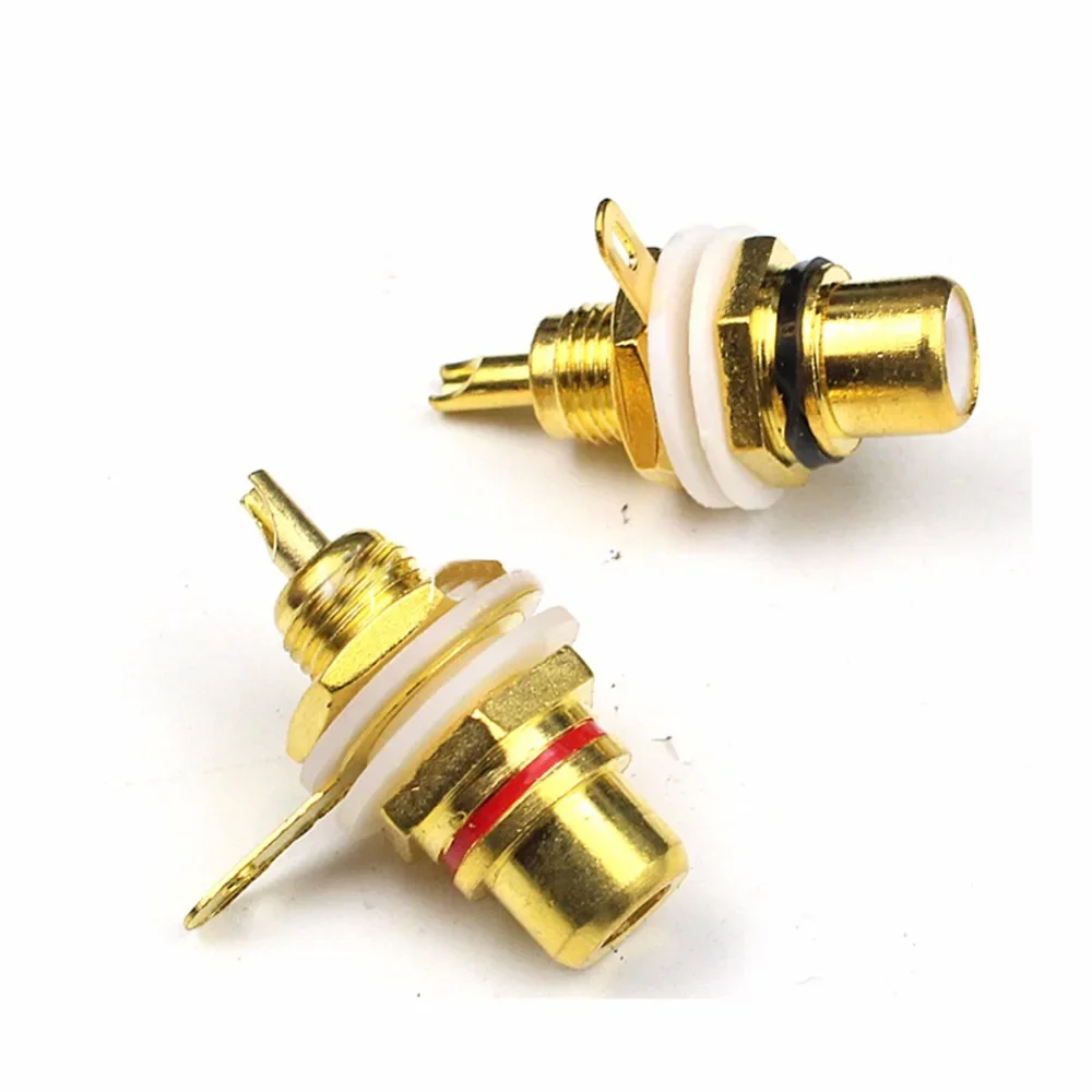 8pcs RCA Female Jack Plated RCA Connector Gold Panel Mount Chassis Audio Socket Plug Bulkhead white Cycle