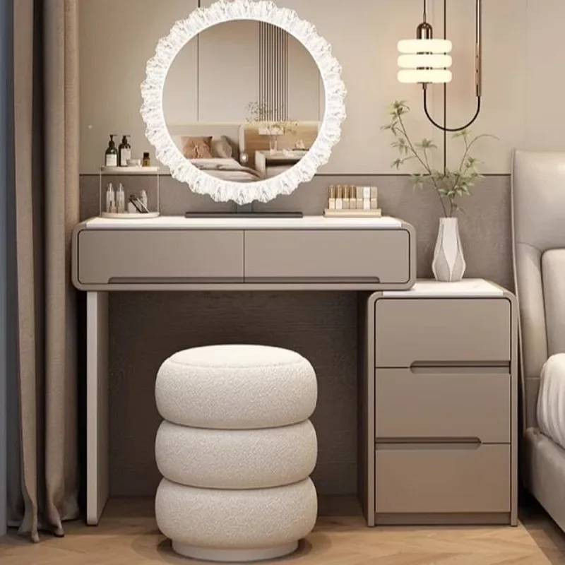 Girls Drawer Vanity Table Storage Makeup White Space Saving Vanity Table Nightstands Mirror Wood Schminktisch Furniture For Home
