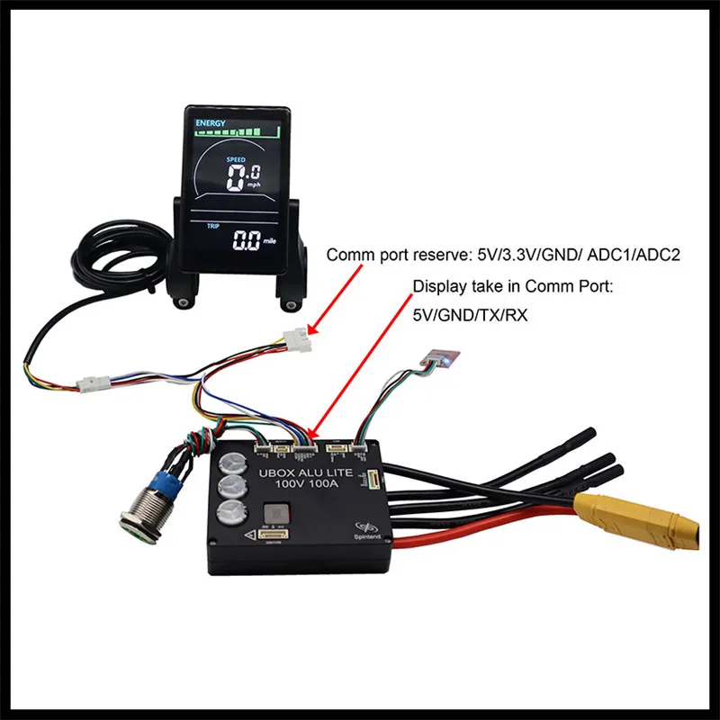 Pengontrol UBOX Spintend Plug and Play Tampilan Sederhana Kompatibel dengan Berbagai VESC, 5v untuk menghidupkan