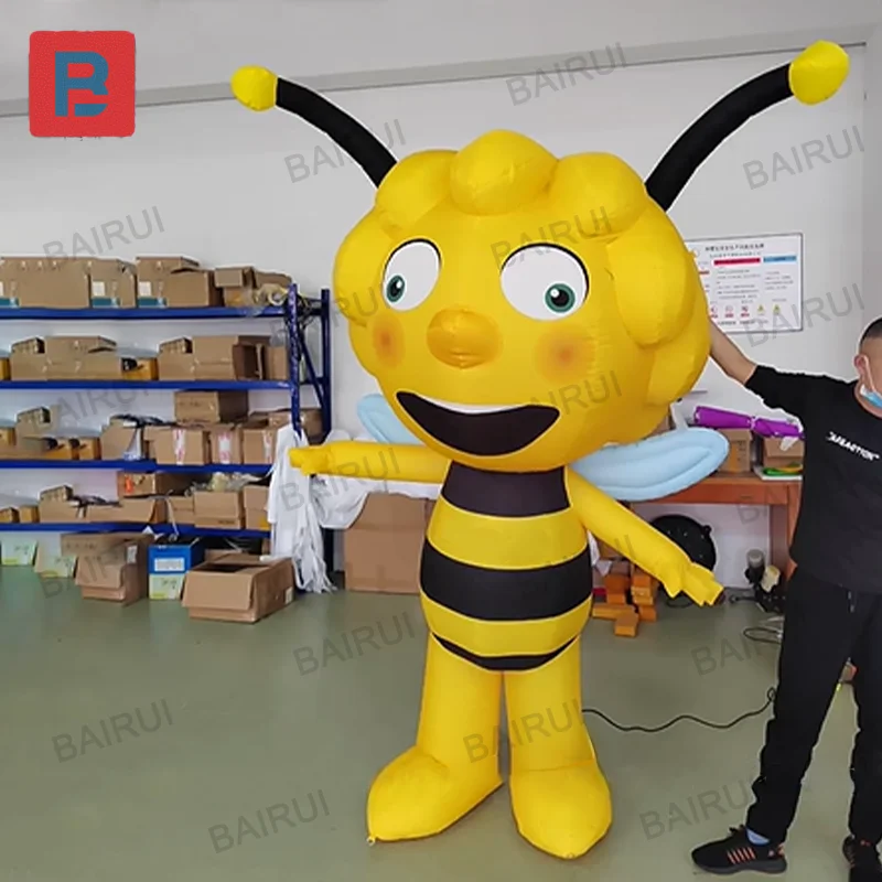 Led lighting cartoon inflatable bee continue power hardworking bee flying insect animal zoo theme flower festival decoration