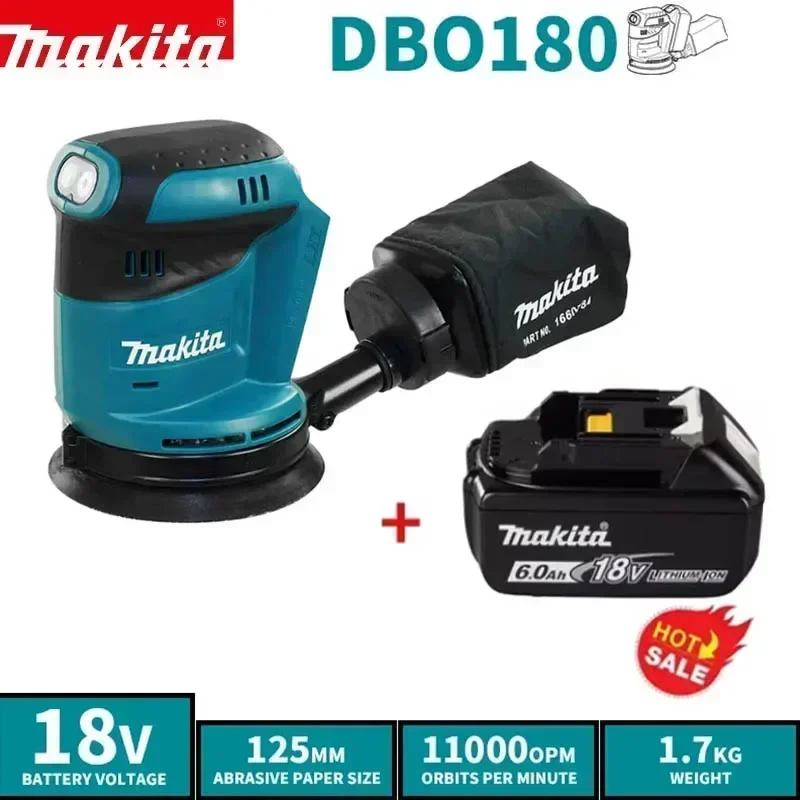 Makita DBO180Z Lithium-Ionen 18 V kabellose wiederaufladbare Scheibe, Exzenterschleifer, Holzbearbeitung, Schleifkitt, Polieren, nacktes Werkzeug