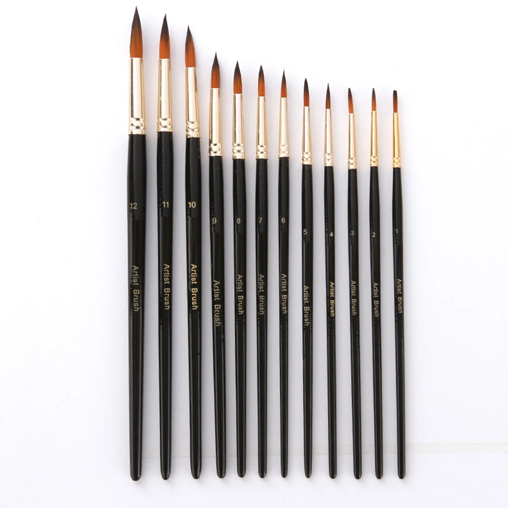 

12Pcs Two-Tone Nylon Paint Brushes Wooden Handle Versatile Artist Painting Set Suitable for Watercolor Oil Acrylic Face Drawing