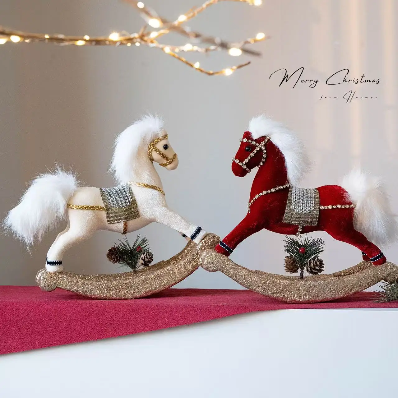 INS Creative Christmas Decorations Foam Carousel for Home Office Decorations Light Luxury Desktop Ornament Xmas Tree Decor Natal
