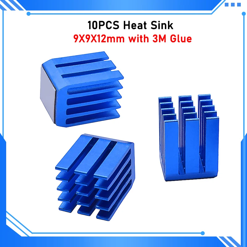 10pcs 3D Printer Parts Stepper Motor Driver Heat Sinks Cooling Block Heatsink For TMC2100 TMC2209 DRV8825 Drive Modules