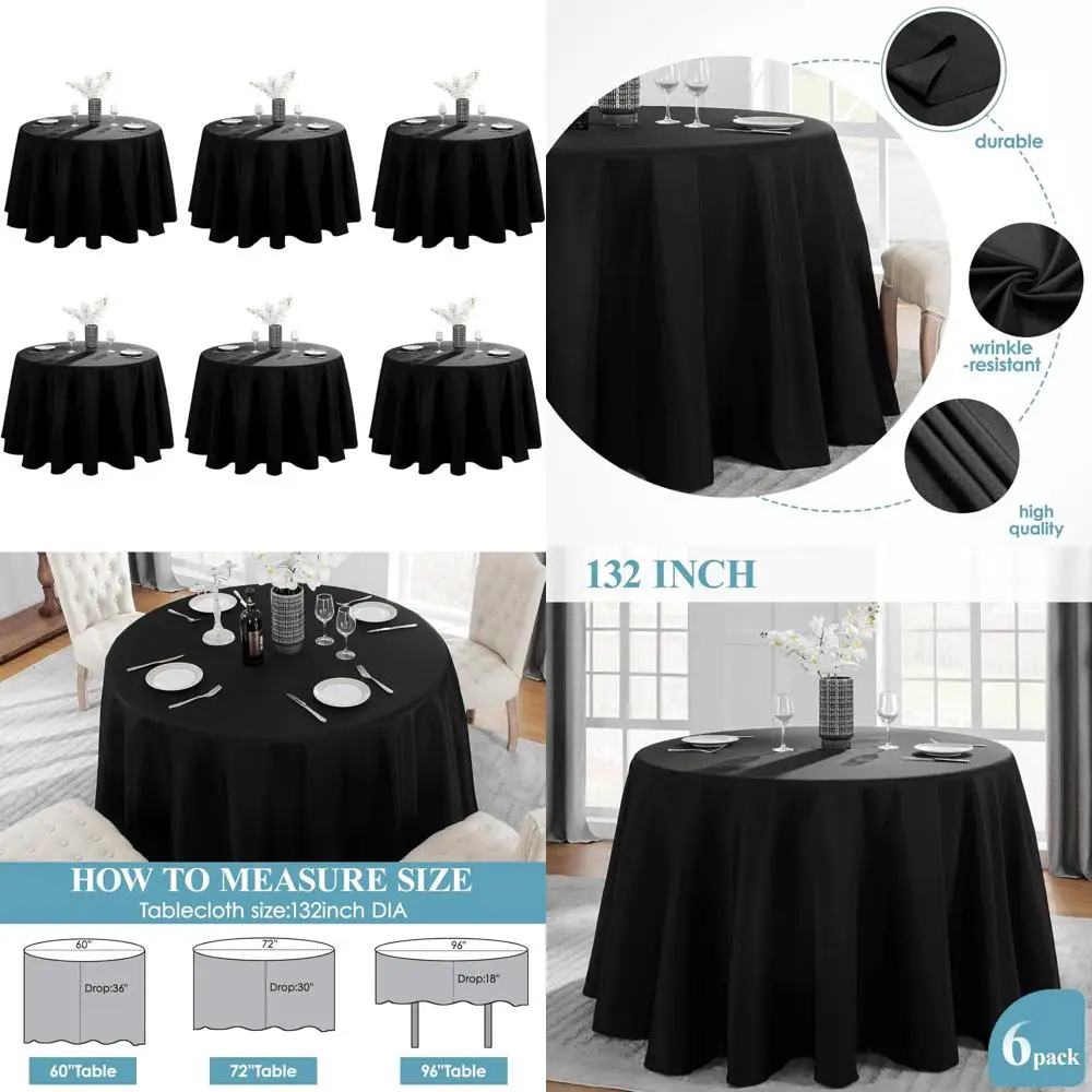 

Скатерти из полиэстера, 132 дюйма, 6 шт., устойчивые к пятнам и морщинам, идеально подходят для кухонных обеденных столов, прочные чехлы для столов