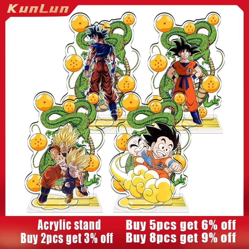 16cm Dragon Ball  Acrylic Stand Double Insertion Desk Ornaments Son Goku Figure Super Saiyan Statue Bejta Doll Vegetto Toy Boys