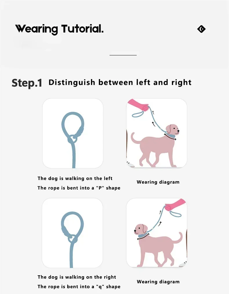150 cm rundes Trainingseil für Hunde, leichtes Nylon-P-Kettenhalsband, verstellbar für kleine und mittelgroße Hunde, Gehleine, Heimtierbedarf – Detail 10