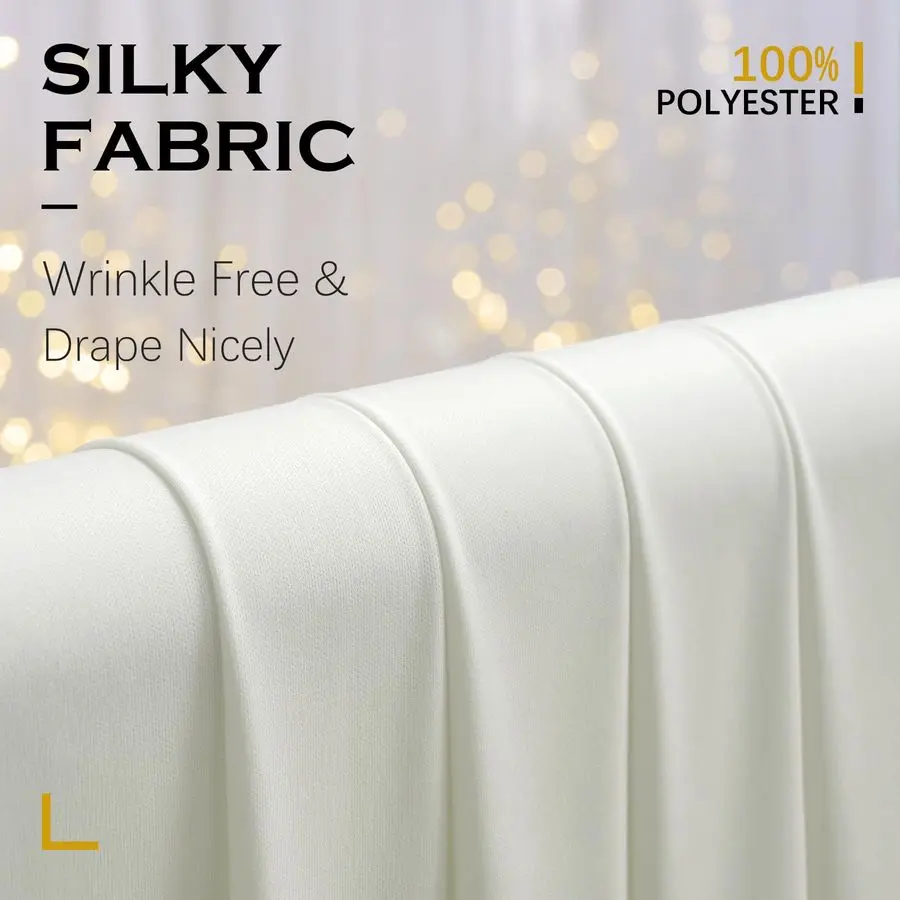 Ivory Backdrop Curtain for Wedding Parties, 4 Panels Wrinkle Free Polyester Photo Backdrop Drapes Back Drop Cloth for Birthday P