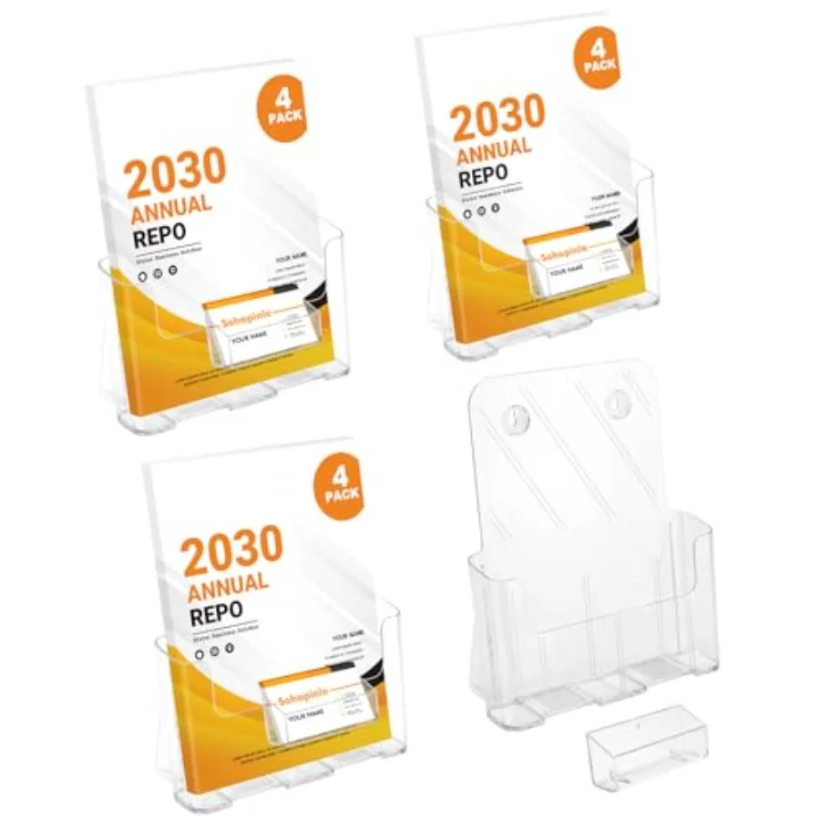 

Акриловый держатель для брошюр, 8,5 x 11 дюймов, 4 упаковки, прозрачные держатели для литературных флаеров, пластиковая стойка, подставка для карточек, более толстая столешница