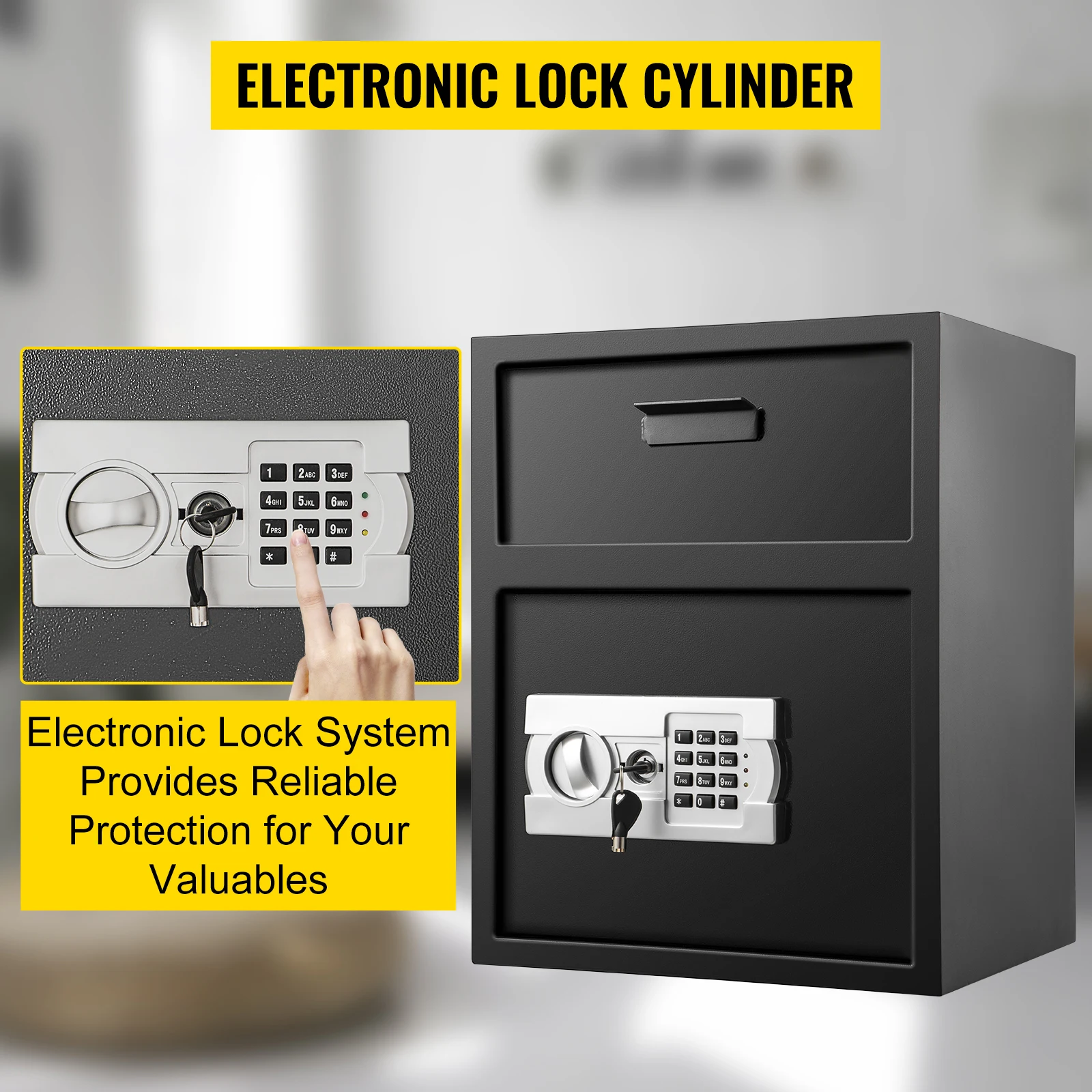 SucceBuy Electronic Safe Deposit Box With Drop Slot Secret Hidden Piggy Bank Security Digital Access Two Keys for Store Money Guns