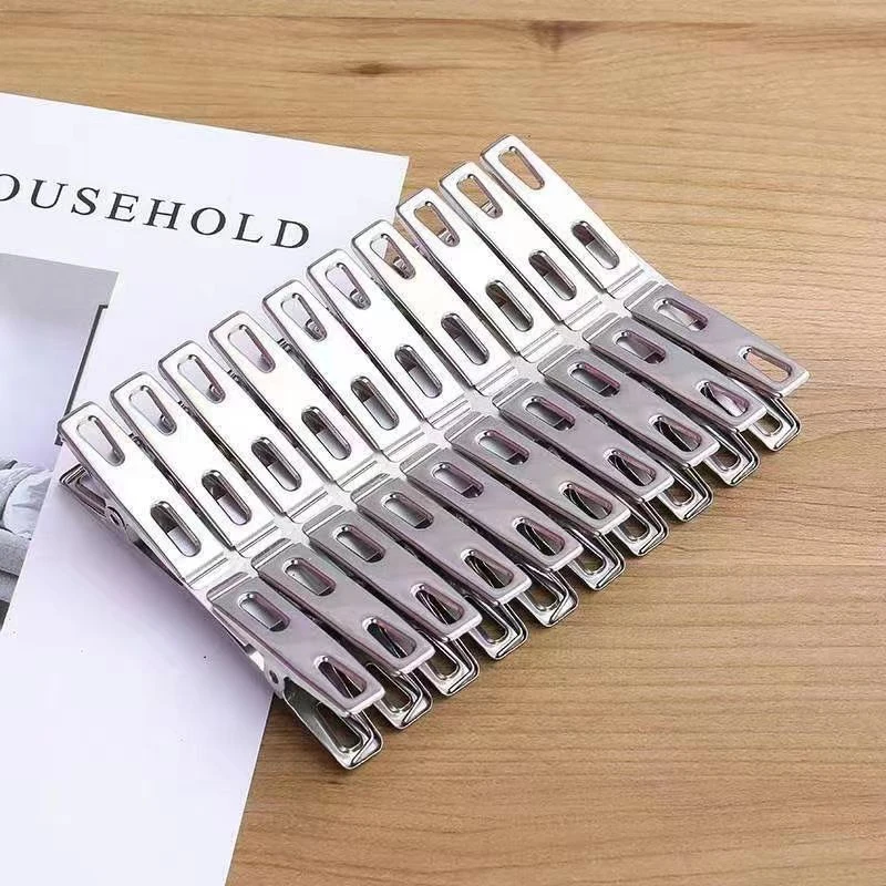 Nuevas 10 Pinzas para Ropa de Acero Inoxidable, Pinzas Metálicas Resistentes al Viento para Colgar en la Tendedero