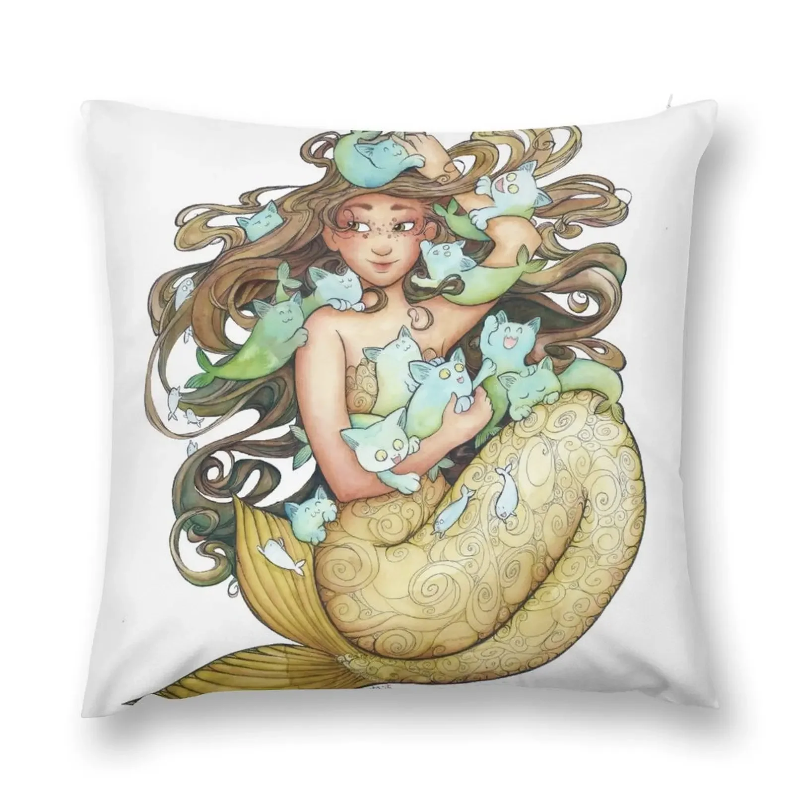 Mer Kittens Throw Pillow Throw Pillow Cushion Cover For Sofa Pillowcases Bed Cushions pillow