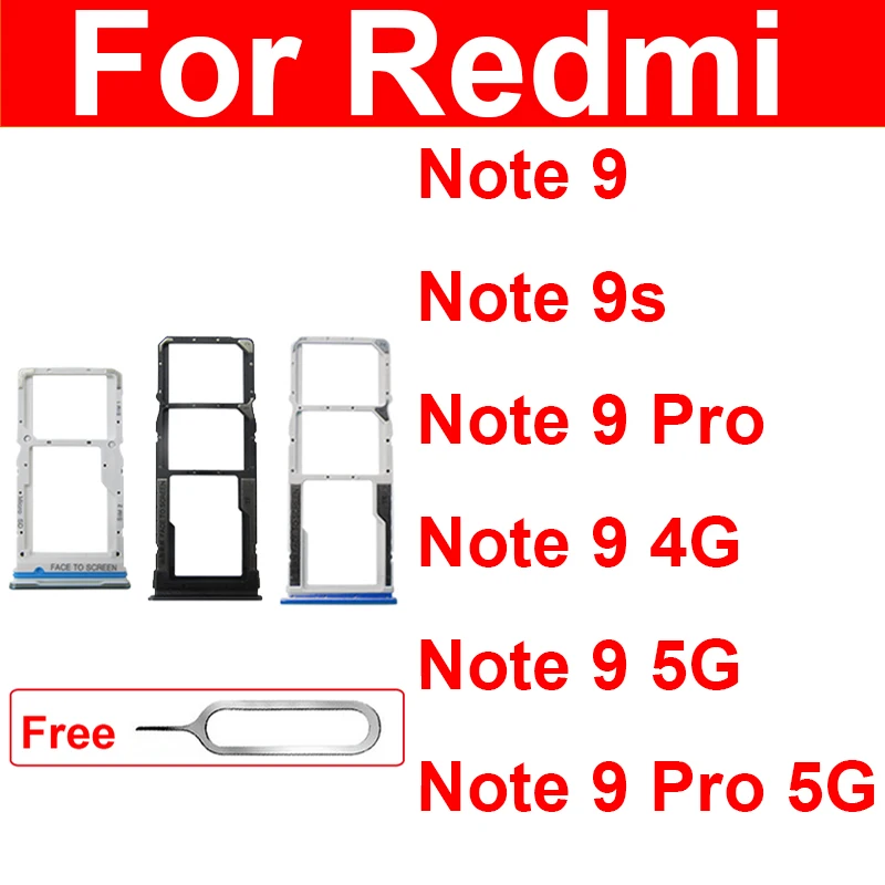 

Sim Card Tray 4G 5G For Xiaomi Redmi Note 9 9S 9 Pro 4G 5G SIM Card Adapter Sim Card Reader Holder Repair Parts