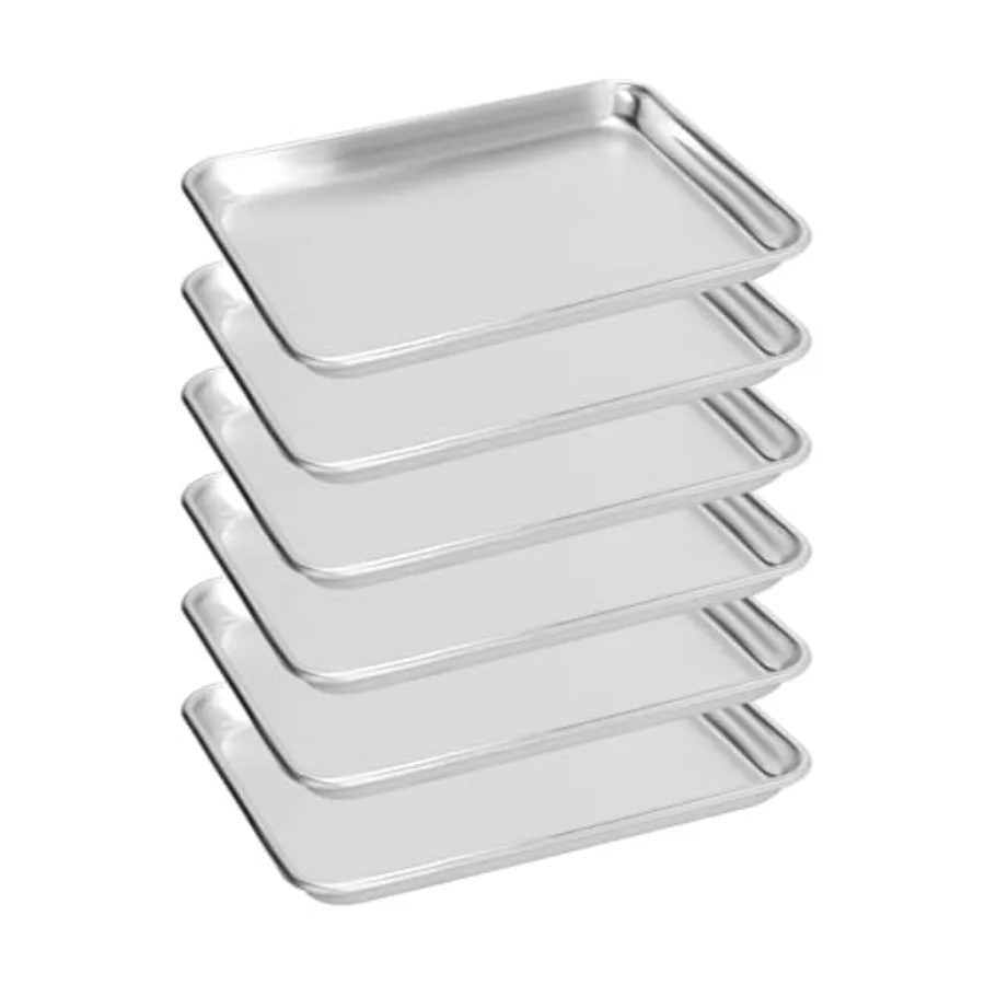 

6 Pack Quarter Size Baking Sheet Pan Aluminum Commercial Cookie Sheet Pan Durable and Anti-Stick 13"x 10"