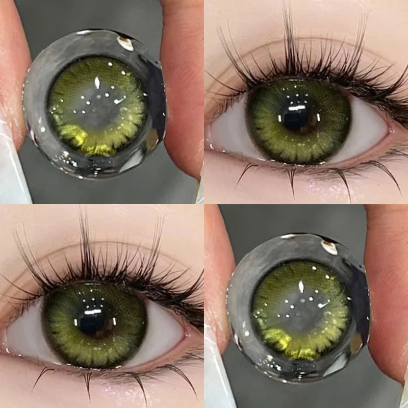 MILL CREEK 2PCS Green Contact Lenses with diopter for Eye Natural Beauty-health Colorld Lense Beauty Pupils Cosmetics Yearly Use