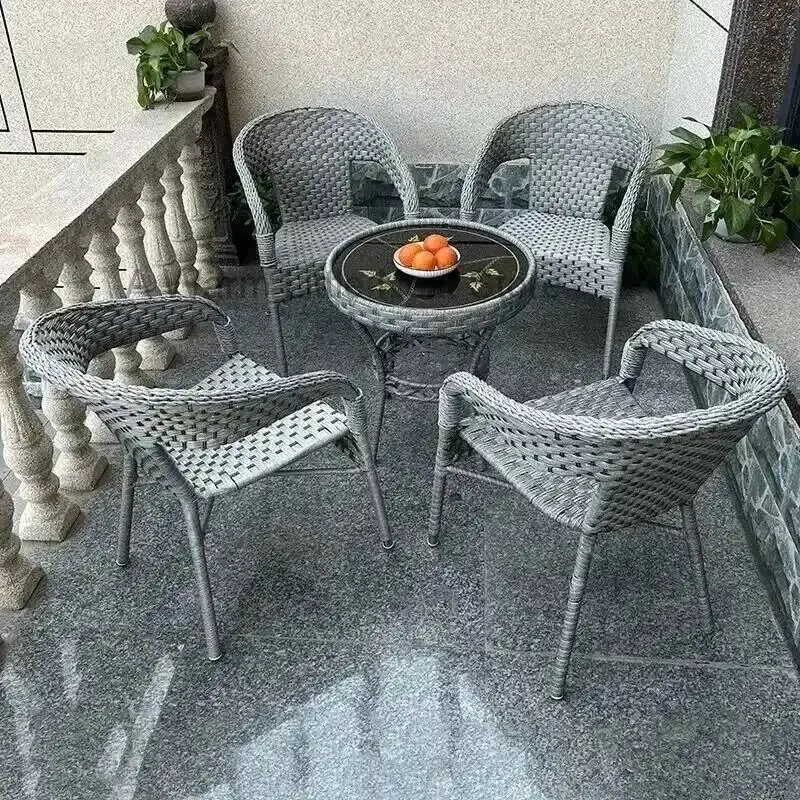 

Balcony Outdoor Sets Garden Tea Furniture Table and Chair PE Rattan Chair Three-piece Set Courtyard Leisure Outdoor Furniture C