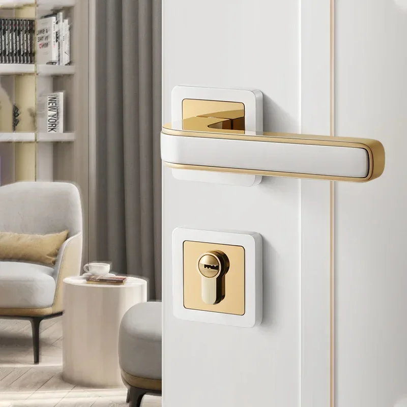 

Modern Bedroom Door Lock Indoor Magnetic Mute Door Lock Simple Wooden Door Lock Golden Household Split Room Door Lock