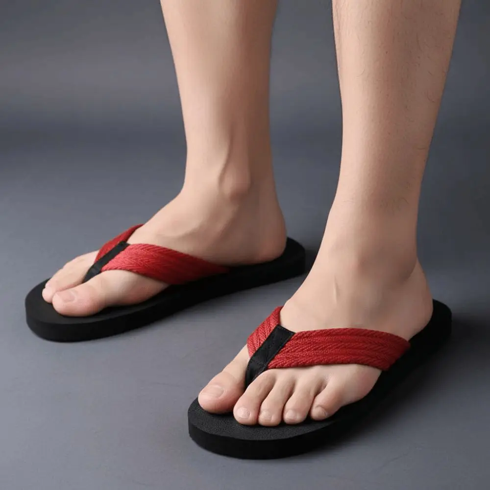 1 Pair Portable Soft High Elasticity Flip Flops Anti-slip TPR Flat Bottom Slippers Resilience Thickened Beach Flip Flops Summer - view 3