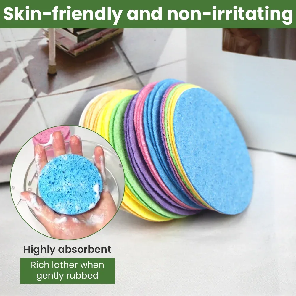 5/10/20pcs Face Round Makeup Remover Tool Natural Wood Pulp Sponge Cellulose Compress Cosmetic Puff Facial Washing Sponge