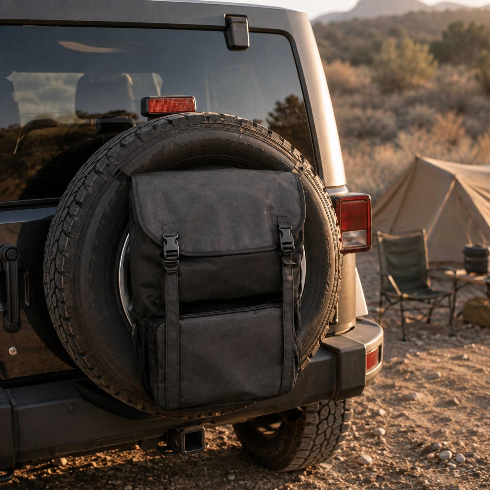Spare Tire Trash Bag Easy to Install Spare Tire Storage Bag with Mesh Pockets Long-Lasting Rugged for SUV Owners, Camping