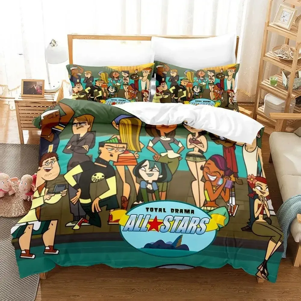 3D Print Total Drama Bedding Set,Duvet Cover Comforter Bed Set Quilt Cover Pillowcase,King Queen Twin Size Boys Girls Adultse