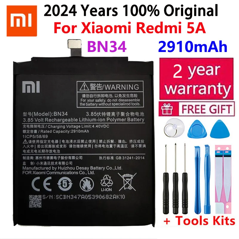 Xiao Mi Original Phone Battery BN34 for Xiaomi Redmi 5A 5.0