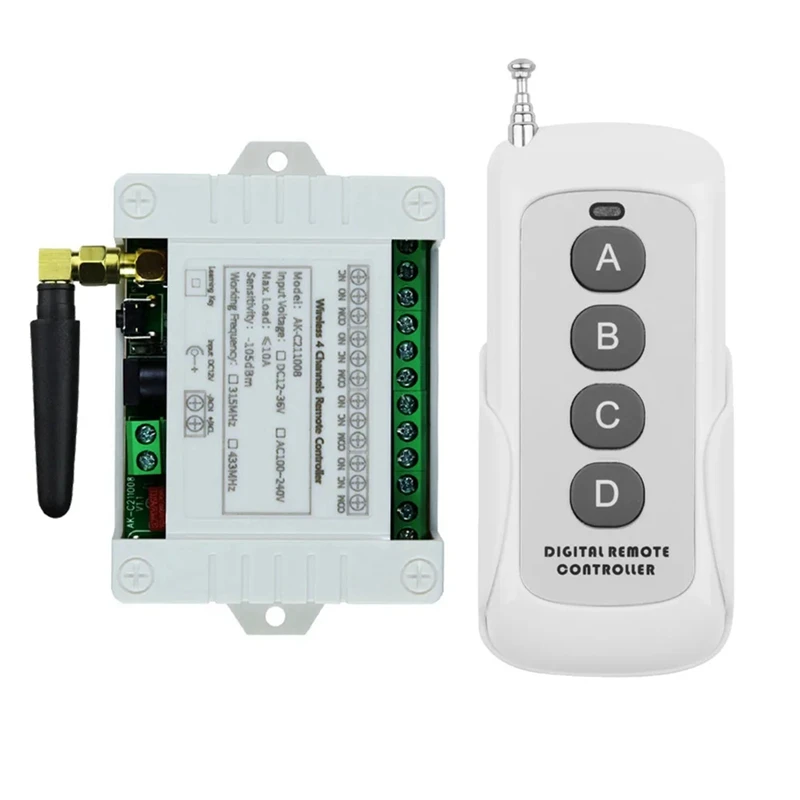 DC 12V 24V 4-Way Remote Control Switch Point-Acting Self-Locking Interlocking Adjustable Access Gate Control Panel Accessories