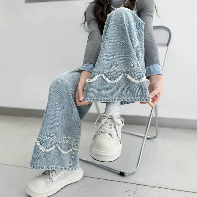 Mädchen-Schlaghosen UNITIM Herbst 4-14 Jahre Kinder-Jeans Skinny Freizeithosen für junge Mädchen und Teenager Mädchen Denim-Hosen – Detail 6