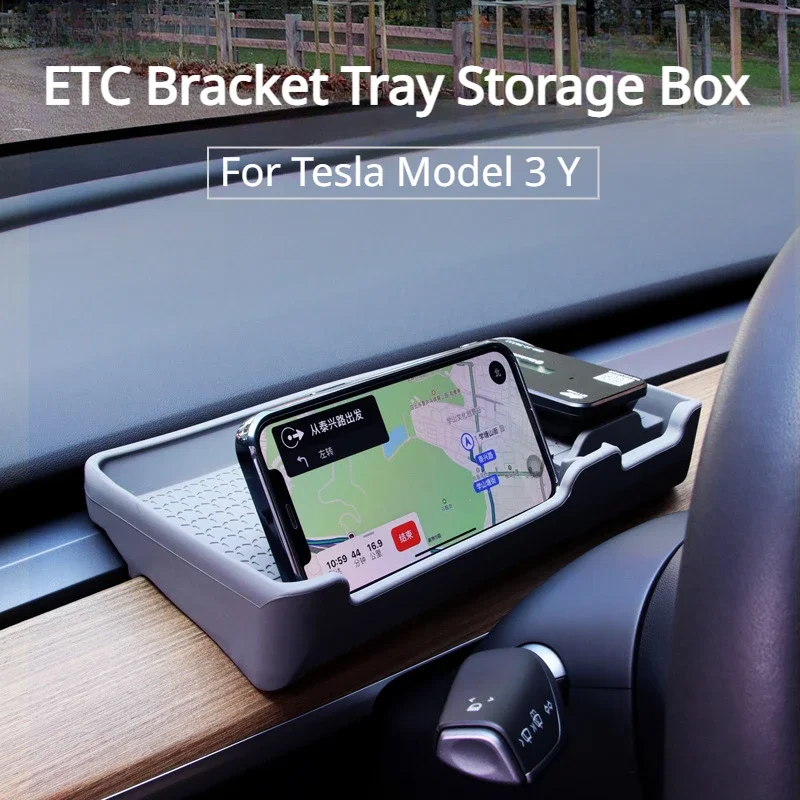 ETC Bracket Screen Rear Shelf Center Control Silicone Tray Storage Box Tissue Organizer Tray Car Accessorie for Tesla Model 3 Y