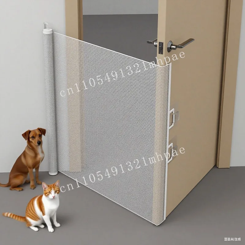 

New retractable pet door cat and dog drillless indoor barrier adjustable width pet supplies
