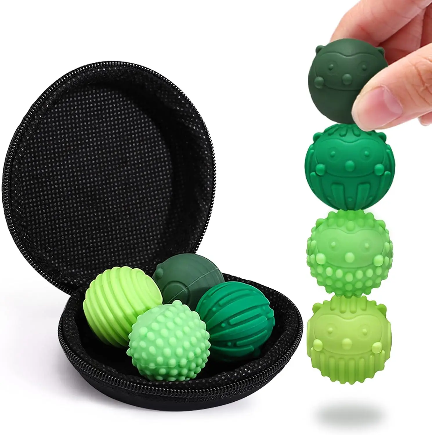 Silicone Magnetic Fidget Balls for Adults & Teens 4pcs Sensory Textures Toys Silent Fidgets Roller Massage Toy for Autism ADHD