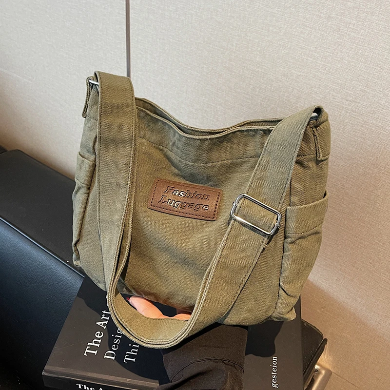 

Casual Handbag Teenager Quality Canvas Shoulder Crossbody Bag Women Simple Leisure Messenger Bag Lady Small Purse Phone Bag