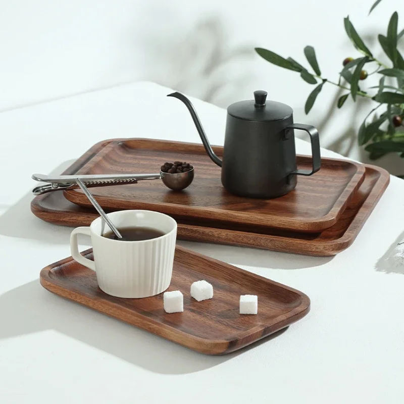 Japanese Acacia Wooden Tray Solid Wood Tea Tray Service Tray Coffee Afternoon Tea Dessert Tray Home Kitchen Decoration Tray