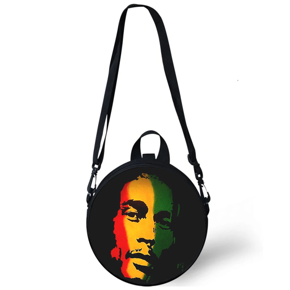 Bolso de jardín de infantes Bob Marley para mujer, bolsos cruzados con estampado 3D, bolsos de hombro para la escuela, Mini bolsos redondos, bolso Rugtas