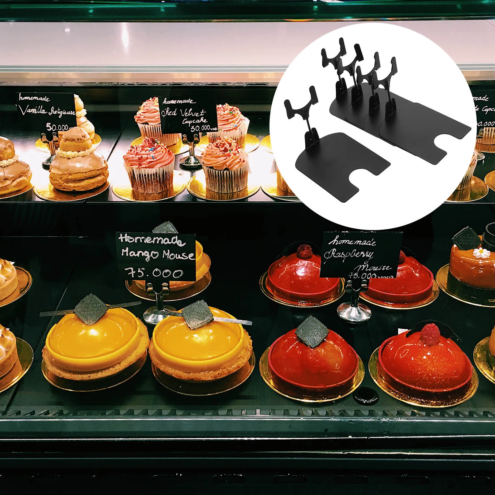 

5Pcs Metal Price Card Holder Durable Iron Non Slip Base Price Tag Stand for Retail Supermarket Display Place Card Holder