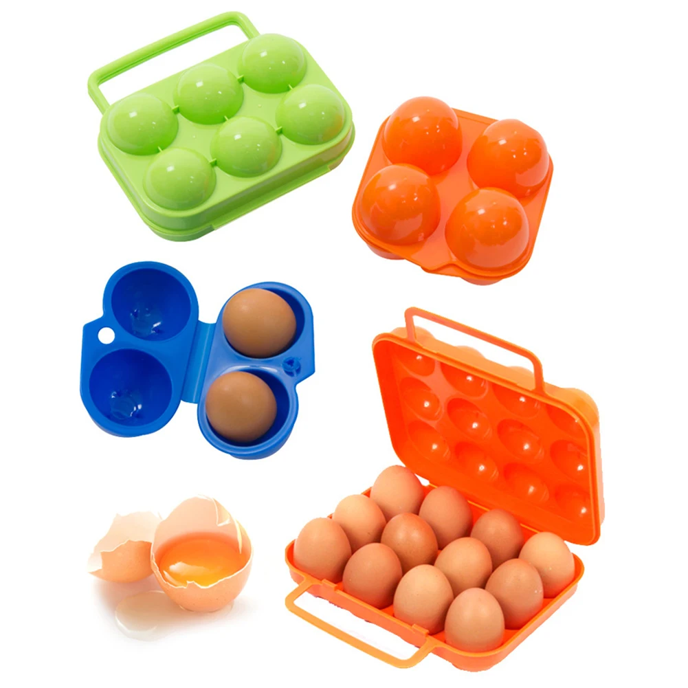 2/4/6/8/12 Grid Eggs Holder With Handle Food Grade Waterproof Egg Box For Camping