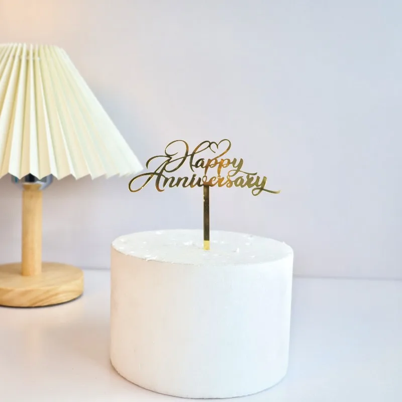 Hochzeitstag Tortenaufsatz Acryl Kuchendekoration Einsatz Partyzubehör Romantische Feier Dekor Paar Liebe Andenken – Detail 4